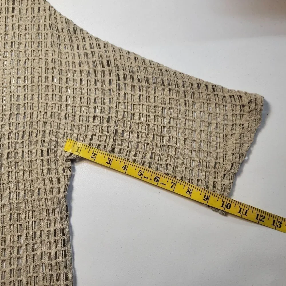 Keren Hart Cotton Fishing Net Knit Cardigan Oversized Button Accents Lagenlook